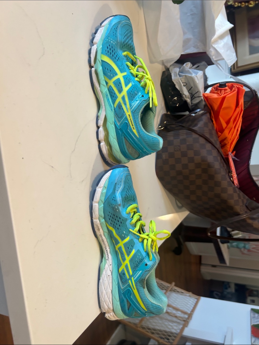 ASICS Turquoise Kids' Sneakers with Neon Yellow Accents